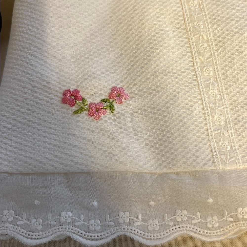 Luli & Me Timeless A Line white pique dress w/pink embroidery and bows size 6M - Picture 7 of 11